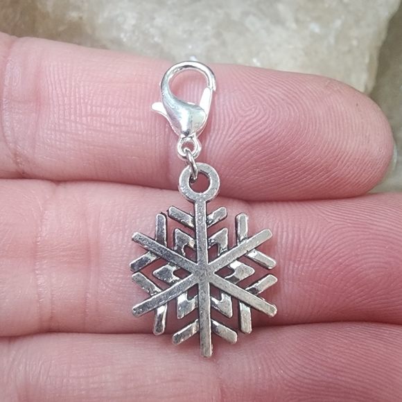 5/$25 Silver Snowflake Charm for Bracelet Xmas Stocking Stuffer Winter Jewelry - Picture 5 of 9